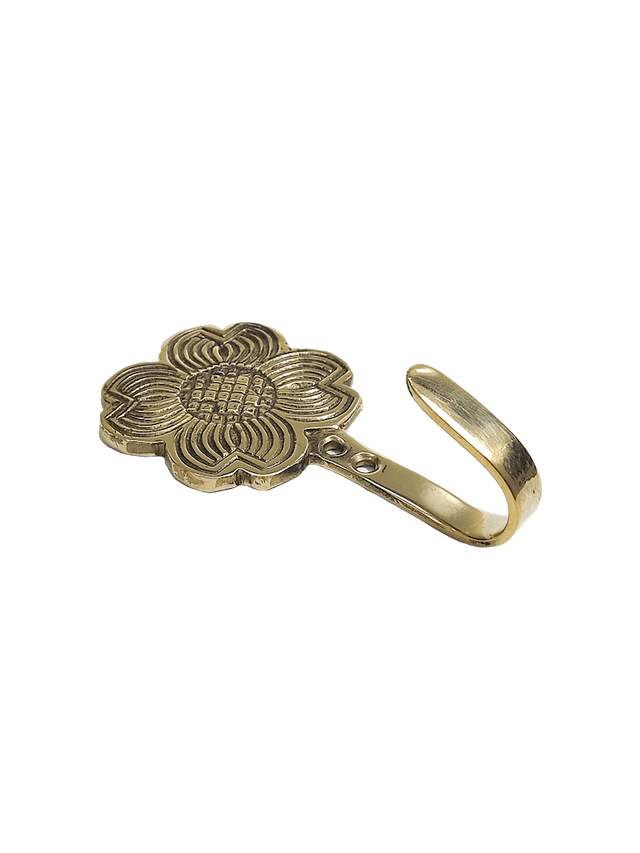 Decorative Brass Flower Hook with intricate design details