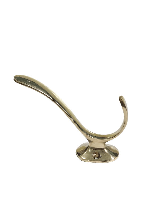 Oval Double Brass Hat & Coat Hook with a polished finish