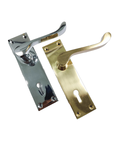 150mm brass lever handle pair in chrome or no-chrome