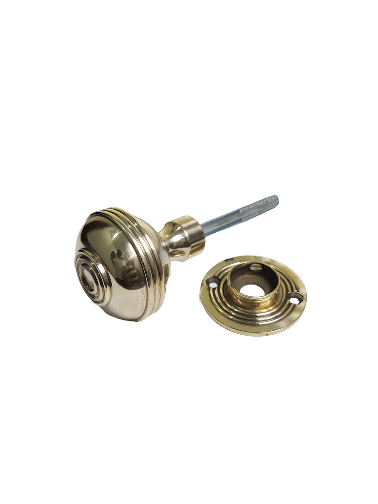 Three-line mortice brass door knob with detailed pattern