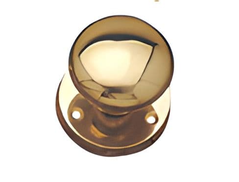 Polished brass door knob pair
