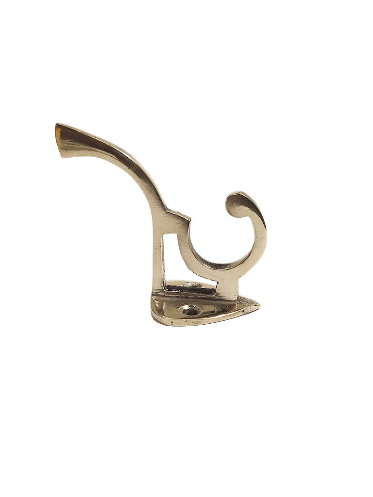 Double-arm brass pan hook with polished finish