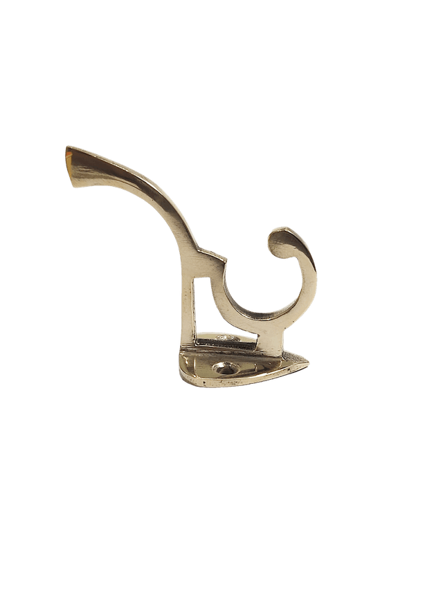 Double-arm brass pan hook with polished finish