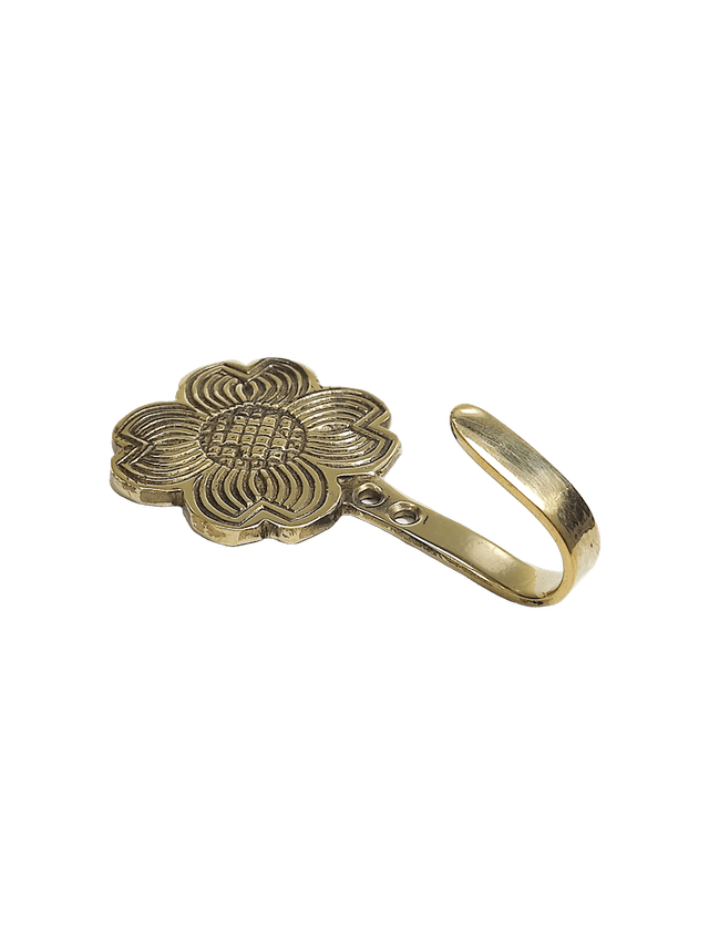 Decorative brass flower hook with intricate detail