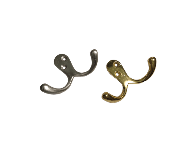Small double brass hat and coat hook, heavy and light variants