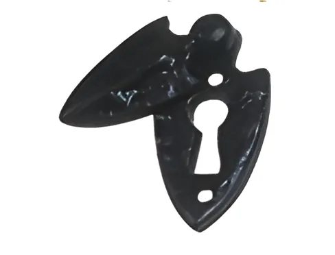 Black antique shield keyhole escutcheon with pivoting cover