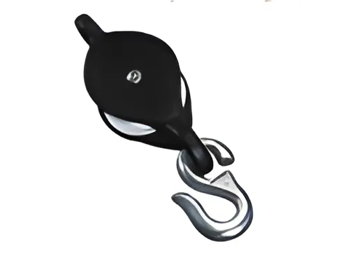 Black antique rope pulley with steel hook