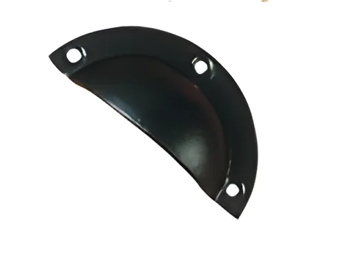 Plain black antique half-moon cup pull for drawers and sliding doors
