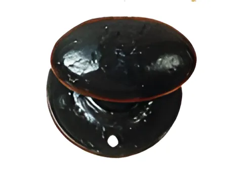 Black antique oval mortice door knob pair on round rose