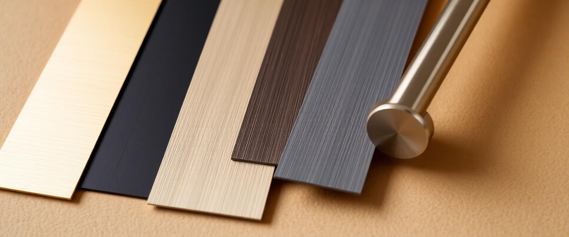 Hardware finish swatches for brass and aluminium fittings