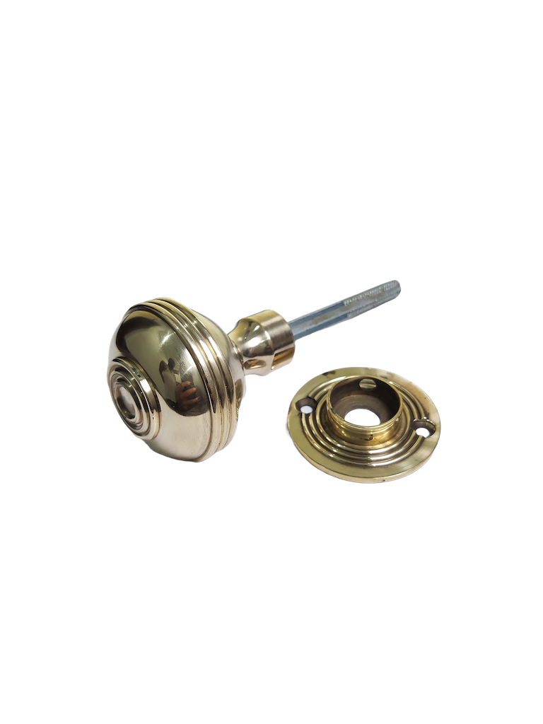 Three-line mortice brass door knob with detailed pattern