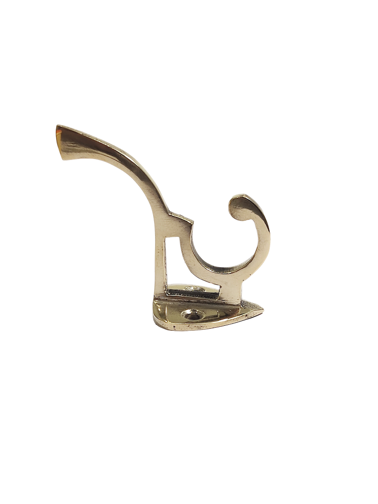 Double-arm brass pan hook with polished finish