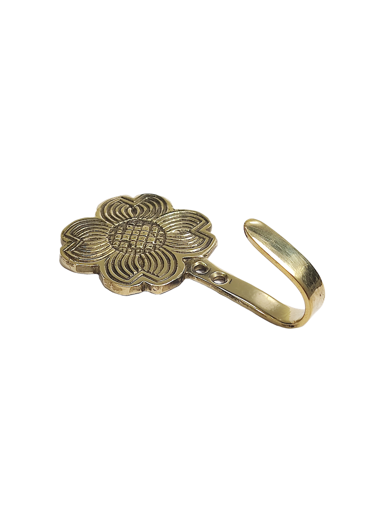 Decorative brass flower hook with intricate detail